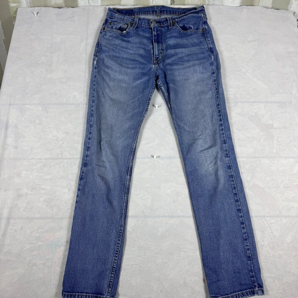 Levi's 514 Straight Leg Jeans Mens Blue Washed Denim Everyday Comfort Size 30x32